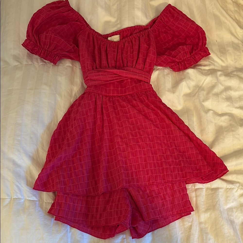 Altar'd State Vibrant Red Off-Shoulder Dress